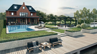 artist-impression-luxe-villa-met-zwembad-en-vlonder-aan-het-water-Amstelveen